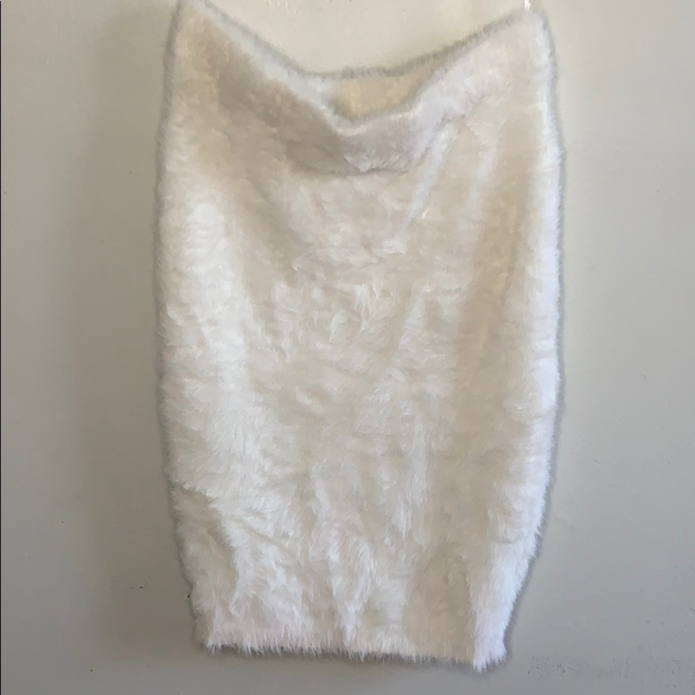 Furry White Mini Skirt
